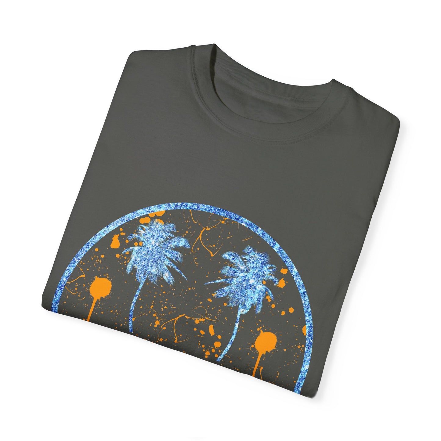 "Embrace summer vibes with our 90s Aesthetic Happy Face Paint Splatter Shirt, featuring a nostalgic design with palm tree eyes. This trendy unisex cotton tee is perfect for beach days, music festivals, and pool parties. Made from soft-washed ring-spun cotton, it offers a comfortable and relaxed fit, ideal for all-day wear. Get ready to shine in this retro-inspired shirt, designed for men, women, and teens!