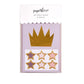 Princess-themed paper treat bags in blush, pale pink, and lavender, each featuring a gold-foiled crown. Includes 24 bags with 24 gold-accented star sticker seals. Perfect for princess parties, ladies night out, or bunco party favors. Excitement guaranteed!"