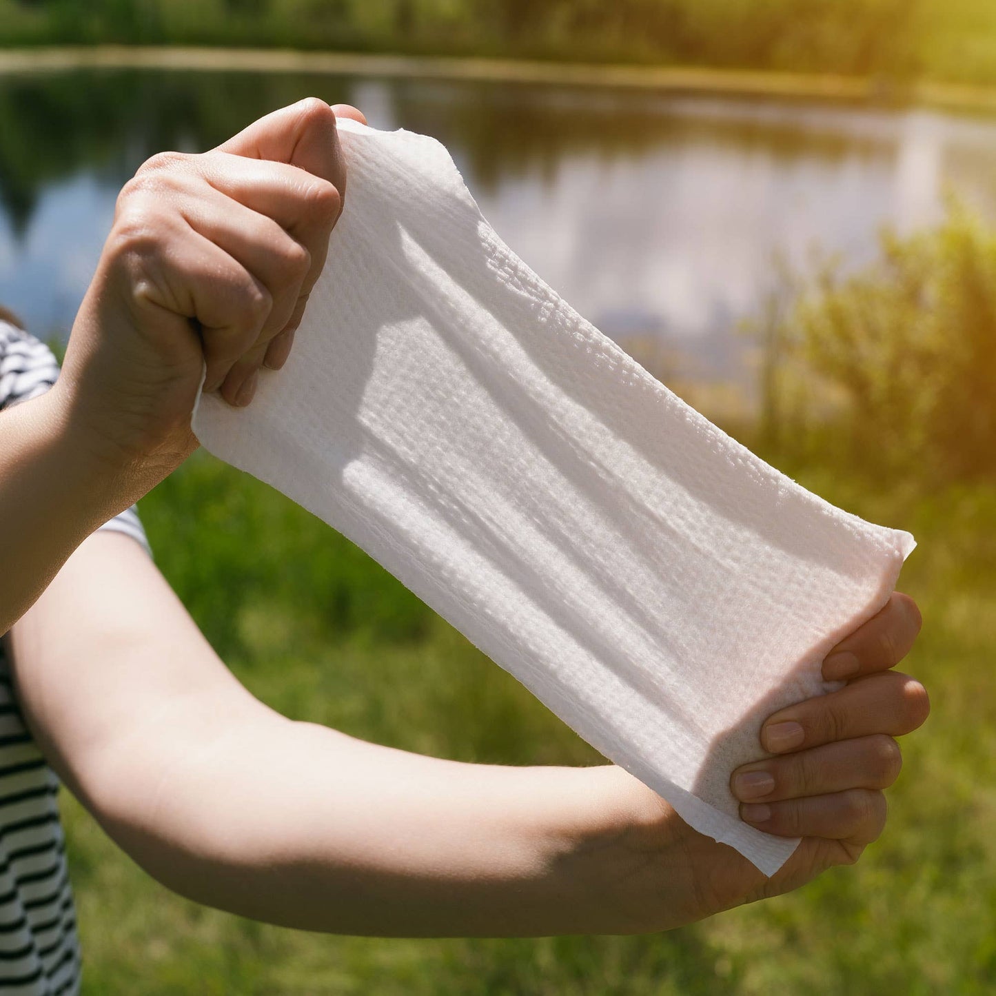 Portable 15-count bug repellent wipes for camping, hiking, and picnics