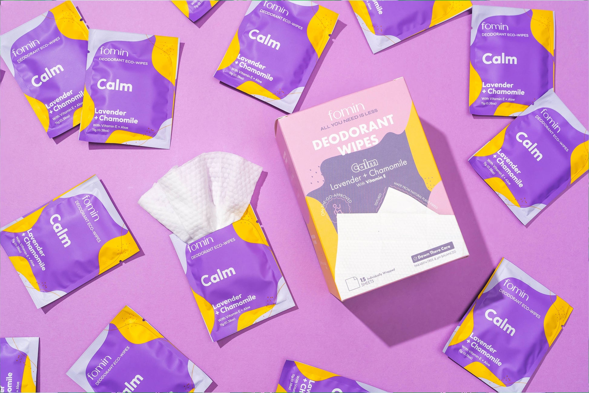 Eco-friendly deodorant wipes with aloe and Vitamin E for sweat and odor control