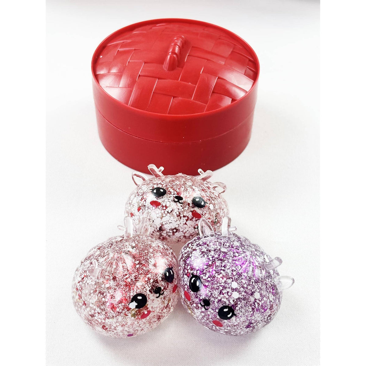 "Holiday Dim Sum" 🥟 Christmas Glitter Dumpling Squishy Toys (12 Steamers) by Love and Repeat