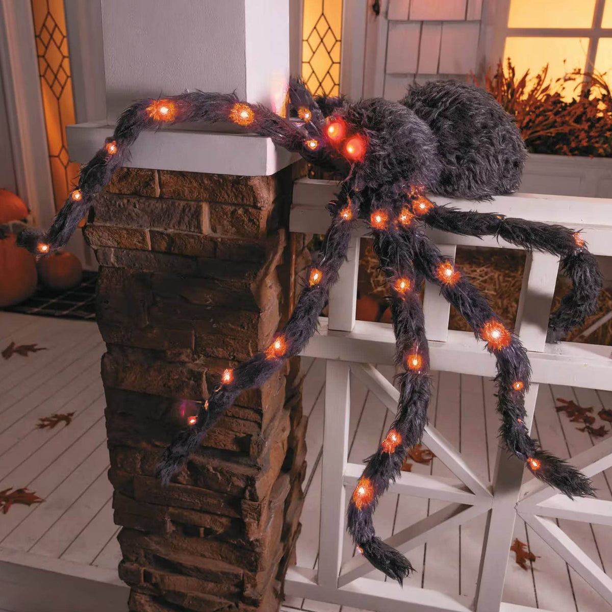 "Porch Prowler" 🕷️ 4 Ft Light-Up Fuzzy Black Spider Halloween Decoration by Cake Candy Supply