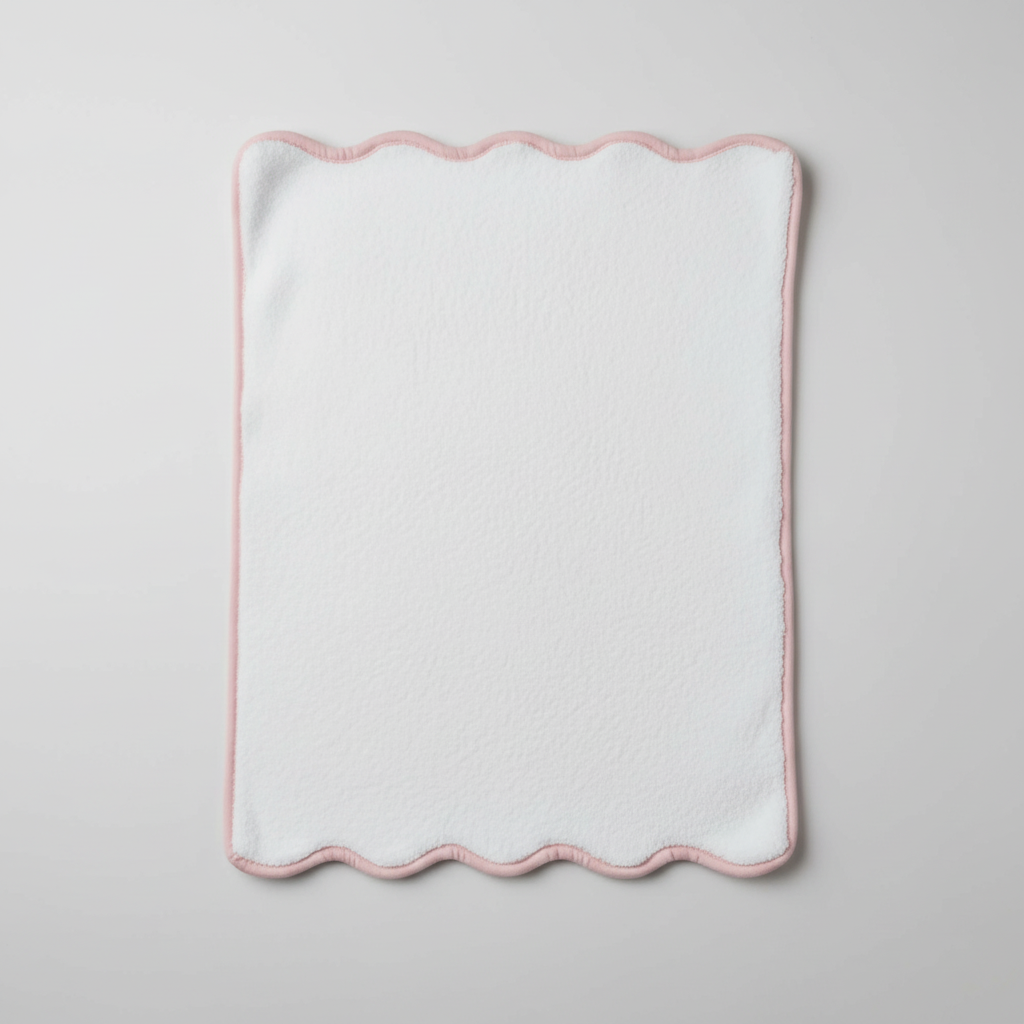 "Little Luxuries" 🤍 Scallop Pink-Piping Washcloth Set (10-Piece) by Lotus Linen