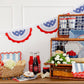 Hamptons striped party plates, 9” x 9”, for 4th of July, Memorial Day, and Labor Day gatherings.