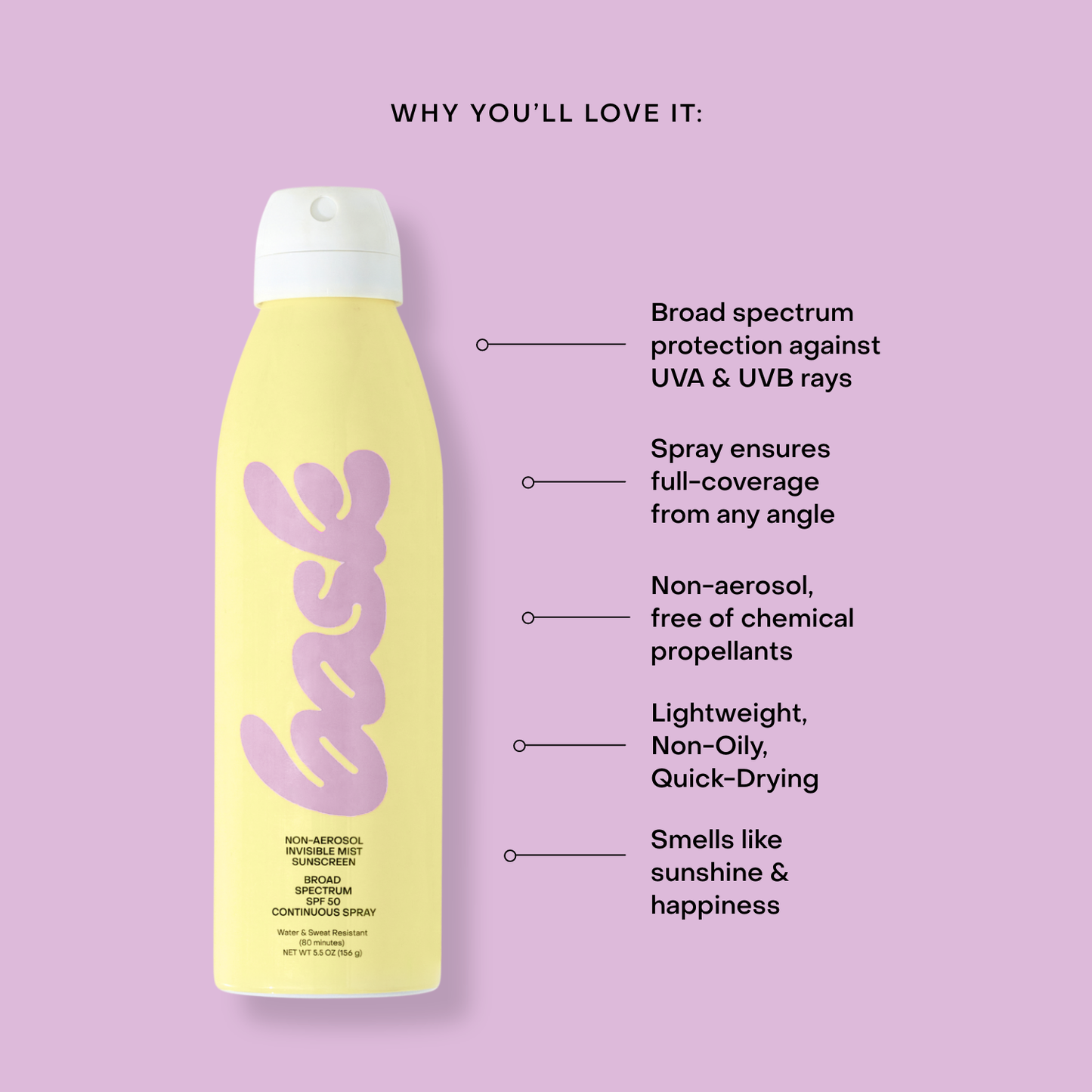 "Mist & Go" ☀️ Bask SPF 50 Non-Aerosol Spray Sunscreen