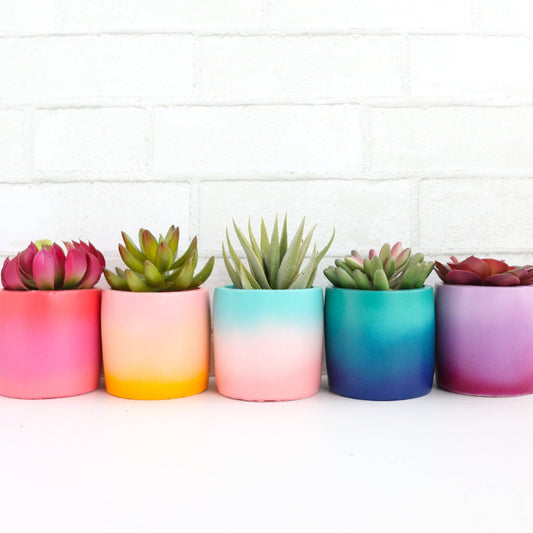 "Cool Pour" 🪴 Gradient Cement Planter (Turquoise → Dark Blue, XL) by Kailo Chic