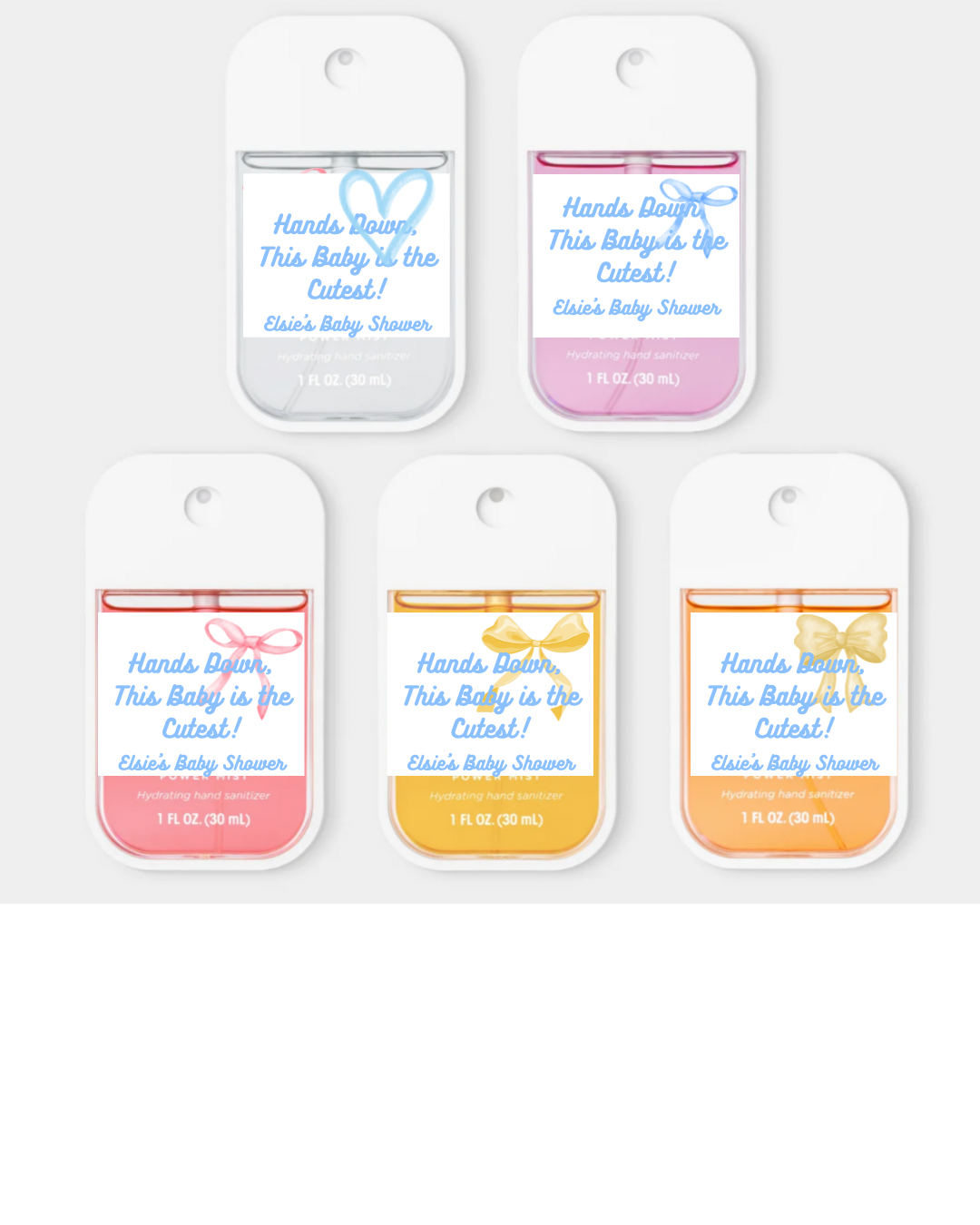 Pocket-sized hand sanitizers – cute bridal favor idea for weddings and bachelorette parties.