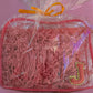 Personalized "All that Glitters" skincare pouch, perfect for storing skincare essentials. The pouch is customized with a name and favorite icons, making it an ideal party favor for pampering yourself or gifting to friends.