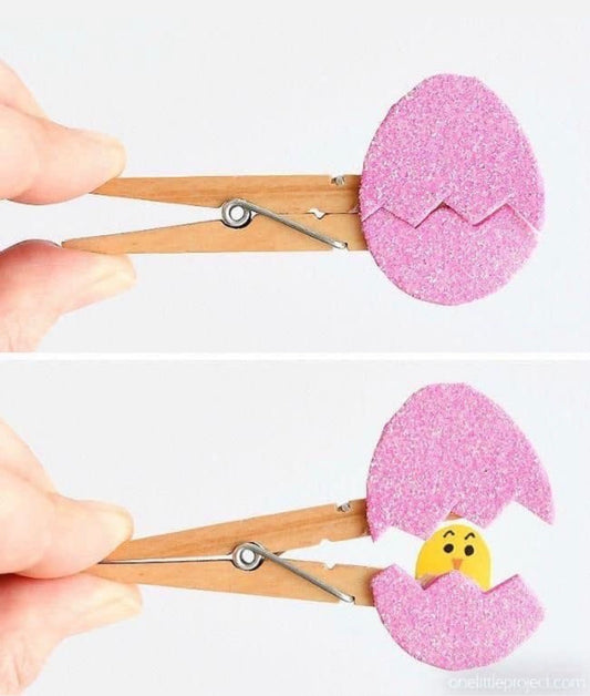 “Crack Me Up Chicks” Hatching Egg Clothespins 🐣🥚 Easy Easter Classroom Craft Kit by Chief Gifting Officers