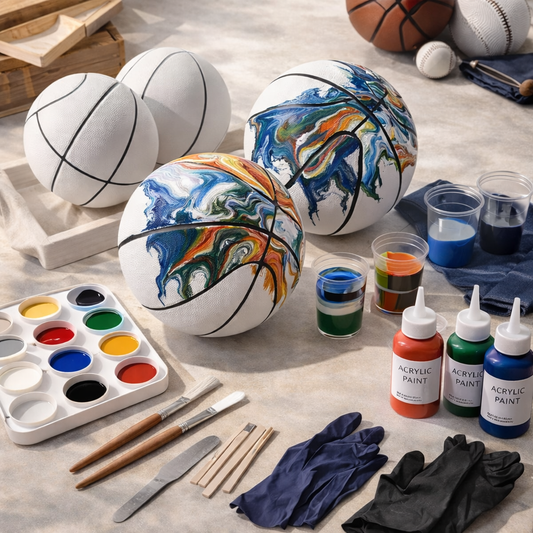 “Swish & Splash” 🏀 Paint Pour Basketball Craft Kit (Set of 10)