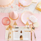 Castle turret-shaped napkins with gold foil accents, perfect for a princess-themed party or fairy tale birthday. Includes 18 paper napkins, measuring 7.5 x 4.5 inches. Pair with castle plates and a princess table runner for a magical party table setting.