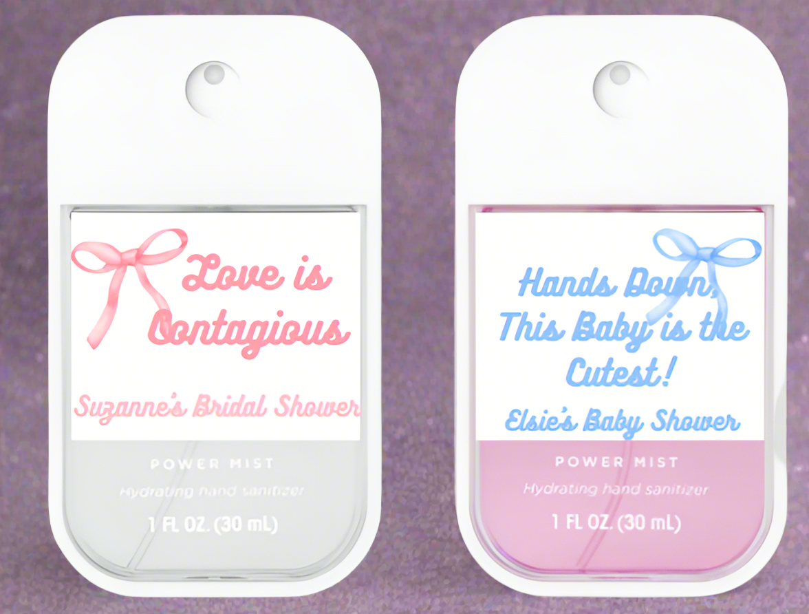 Wedding hand sanitizers – stylish mini favors for bridal showers, welcome bags, or parties.