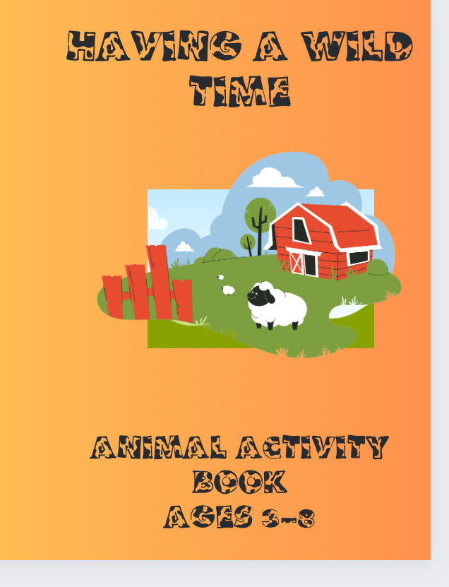 Kids Animal Themed Coloring and Activity Book with 79 pages of coloring, cutting, drawing tutorials, dot markers, and mazes. Perfect for ages 3-8, this interactive book is ideal as a party favor, birthday gift, or creative non-screen activity.