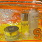 Personalized "All that Glitters" skincare pouch, perfect for storing skincare essentials. The pouch is customized with a name and favorite icons, making it an ideal party favor for pampering yourself or gifting to friends.