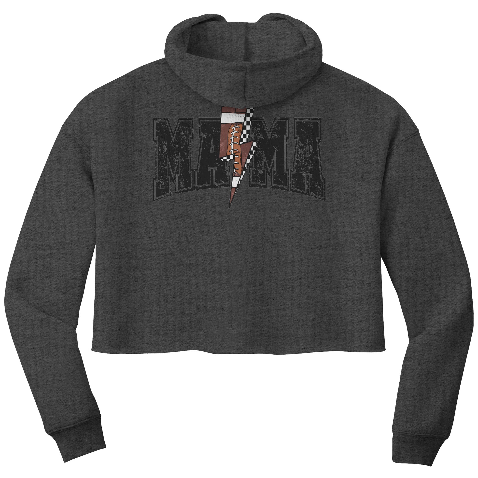 Proud football mom crop sweatshirt, perfect for game days or errands. Stay cozy and stylish while cheering on your favorite team. Great for showing off your football spirit with comfort and flair.