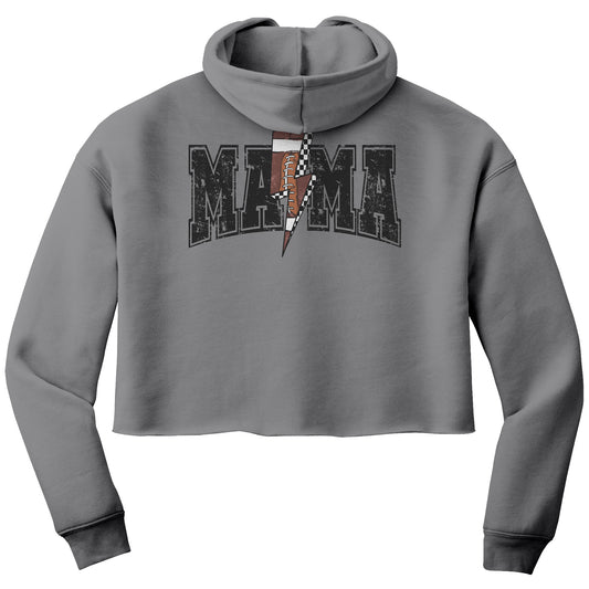 Proud football mom crop sweatshirt, perfect for game days or errands. Stay cozy and stylish while cheering on your favorite team. Great for showing off your football spirit with comfort and flair.