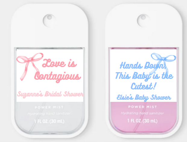Mini hand sanitizer favors – perfect for bridal showers, baby showers, or wedding events.