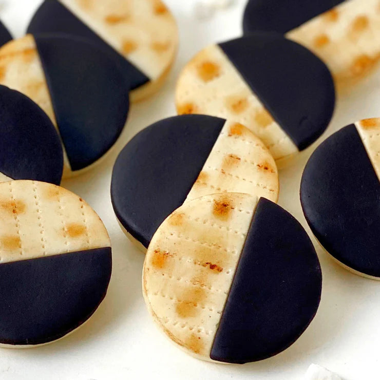 Matzah Magic black & white cookie bites – vegan, gluten-free marzipan treats for Passover.