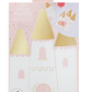 Castle-shaped pink and gold paper plates for princess-themed birthday parties.