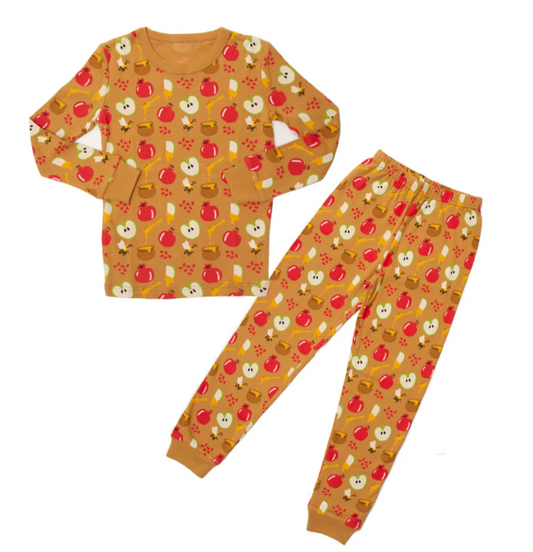 Rosh Hashanah pajamas with apples, honey, and pomegranates