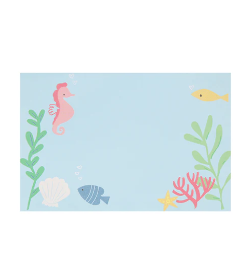 Crab, turtle, shark, and striped fish Valentine cards