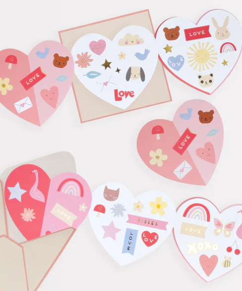 “Heart to Heart” ❤️ Valentine Sticker Card Set by Meri Meri