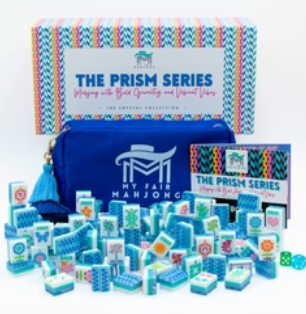 Players holding Prism Blue Mahjong tiles