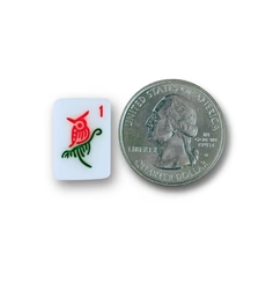 Artisan hand-painted Mini Mahjong tiles with wooden racks