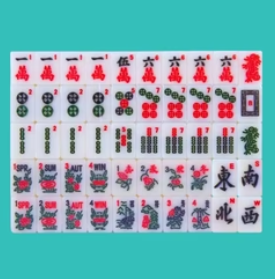 Mini Mahjong tiles with bold traditional symbols