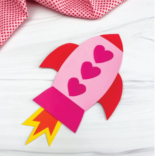 Printable rocket Valentine craft for preschoolers
