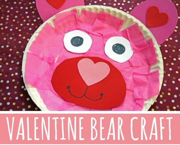 Paper plate Valentine bear craft for kids
