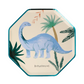 Dinosaur Kingdom Paper Plates with Beautiful Dinosaur Illustrations and Copper & Green Foil Detail, Perfect for a Dinosaur Party, Pack of 8, 8.25 x 8.25 Inches.