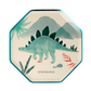 Dinosaur Kingdom Paper Plates with Beautiful Dinosaur Illustrations and Copper & Green Foil Detail, Perfect for a Dinosaur Party, Pack of 8, 8.25 x 8.25 Inches.