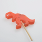 Dinosaur-Themed Party Candles Featuring Stegosaurus, Brachiosaurus, T-Rex, Diplodocus, and Triceratops on Wooden Sticks, 5 Unique Designs, 3.25 Inches Tall.