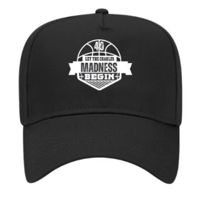 Let the Madness Begin black baseball cap, adjustable fit, perfect for birthdays and party weekends.