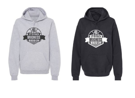 Let the Madness Begin hoodie in black, unisex fit, perfect for 40th birthdays or group trips.