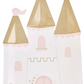 High-quality recyclable paper plates shaped like castles with gold foil
