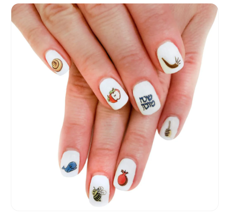 High Holiday nail art stickers with Jewish symbols