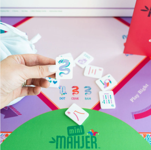 Mahjong tiles and racks from Mini Mahjer complete game