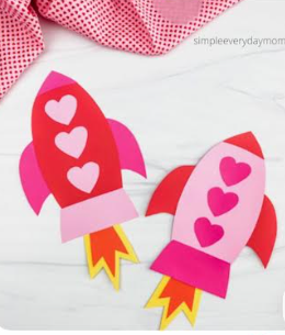 Easy kindergarten Valentine activity with rocket template