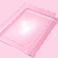 Large clear acrylic wavy rectangle tray for stylish home décor or store merchandising.