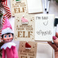Elf message board with funny note for kids