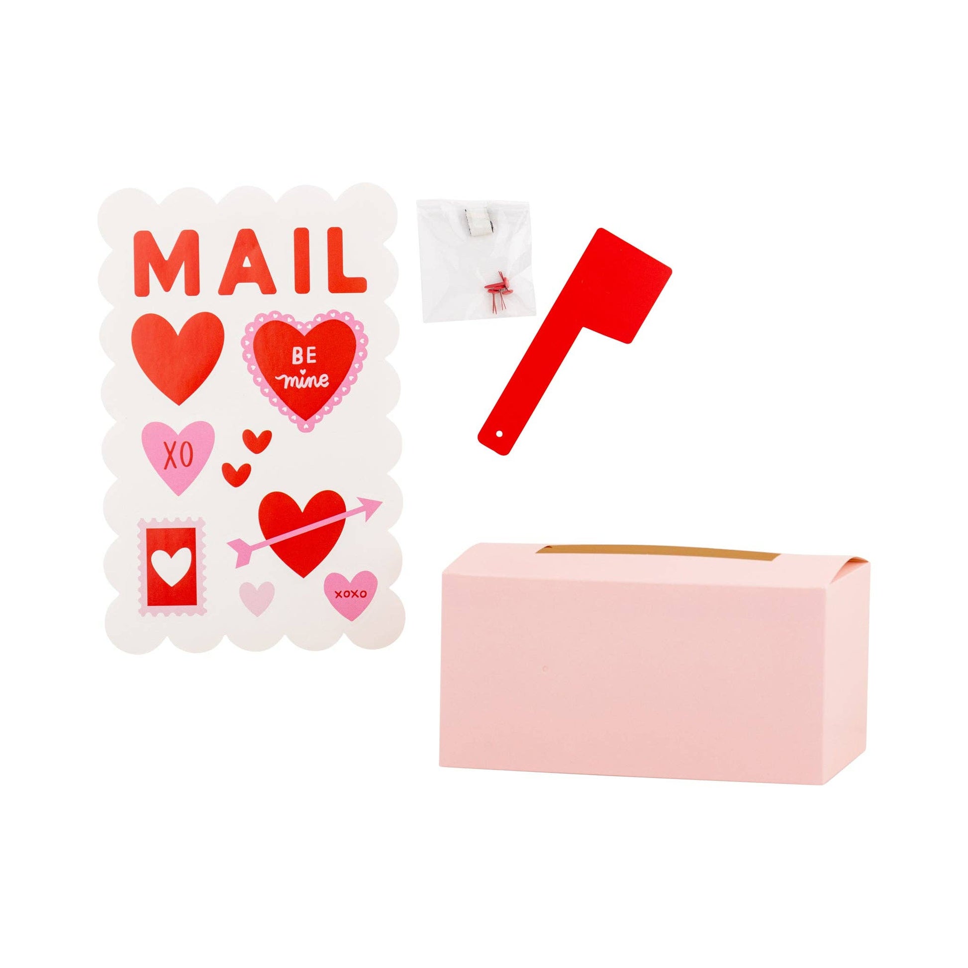 Red and pink Valentine mailbox craft set