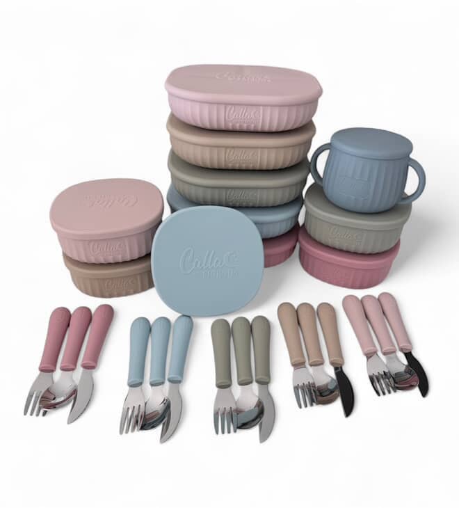 "Mealtime Mavens" 🍽️ Big Kids Slate Blue Utensils by Calla & Friends