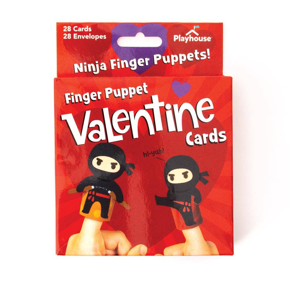 Ninja finger puppet Valentine cards for kids
