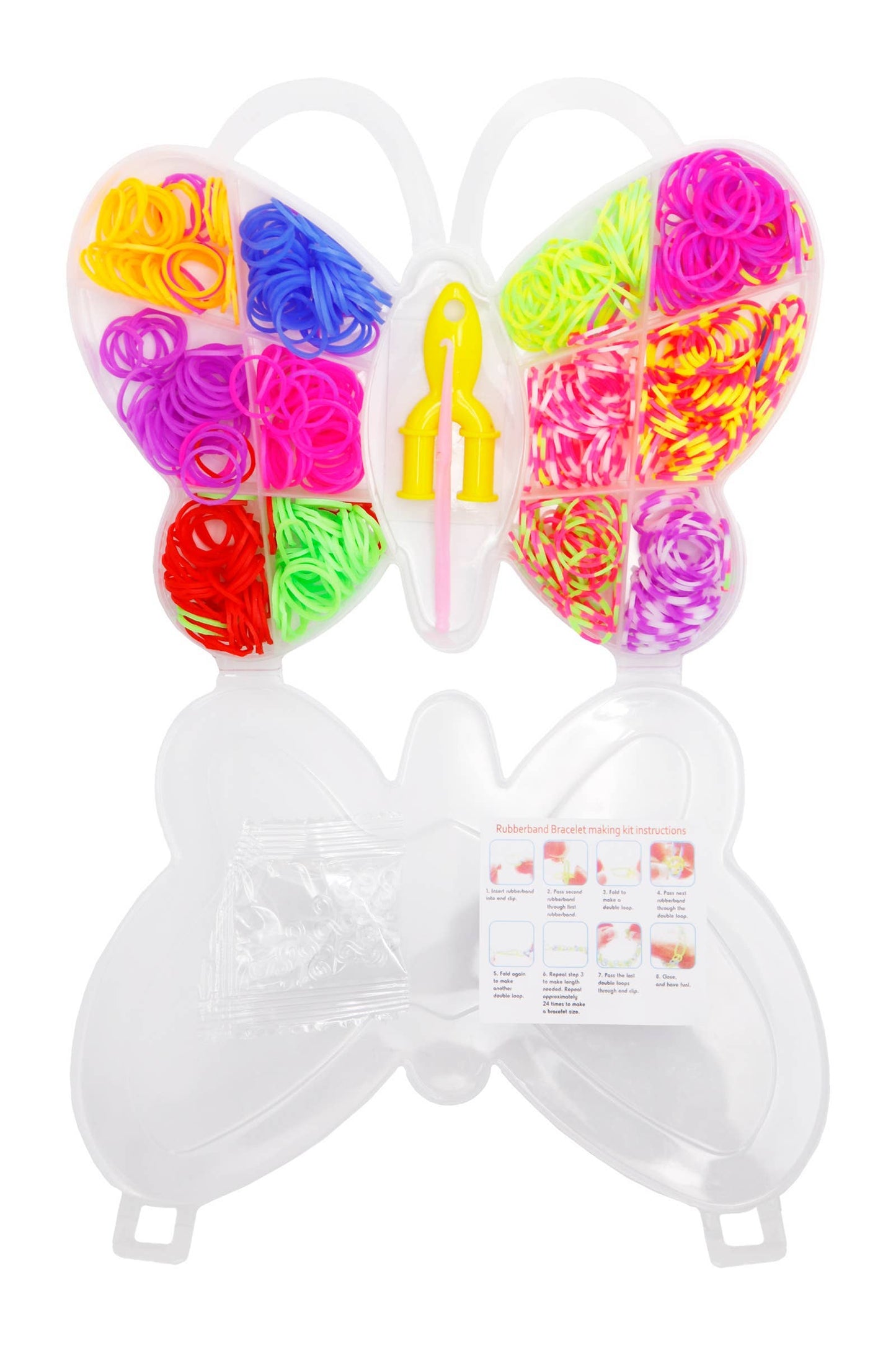 “Flutter & Weave” 🦋 Kids Butterfly Case Rubber Band Loom Bracelet Kit