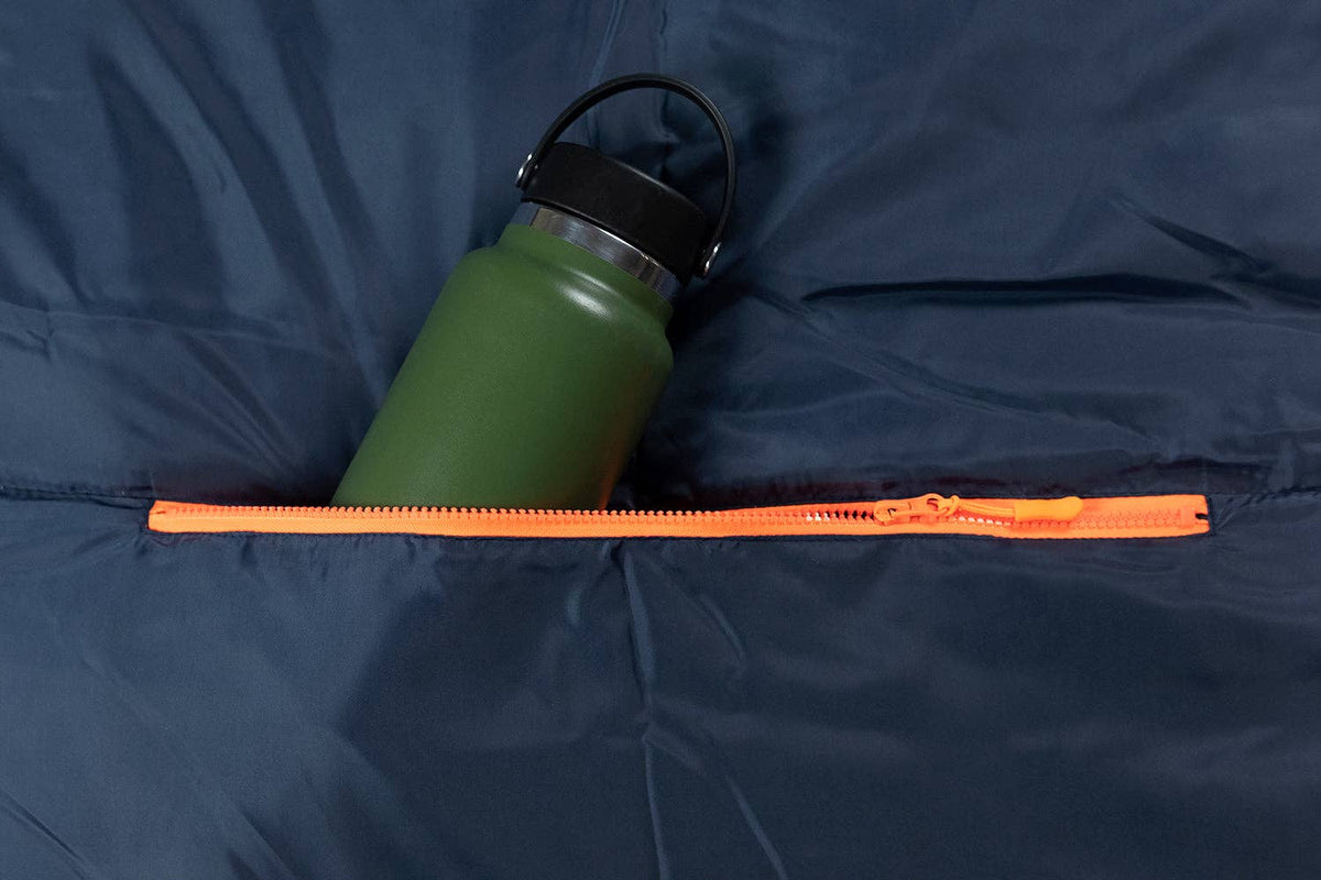 "Pack & Snooze" 🎒 Mimish Sleep-N-Pack Packable Sleeping Bag — Navy/Green (Big Kid 7–12+)
