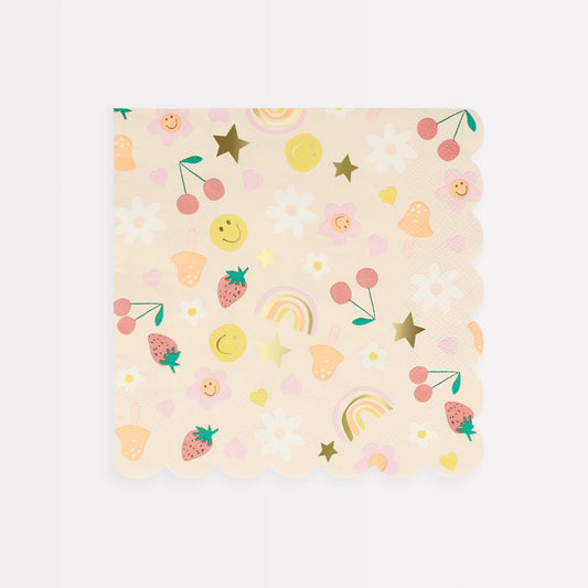 "Smiley Sips" 🥂 Happy Icons Large Party Napkins by Meri Meri