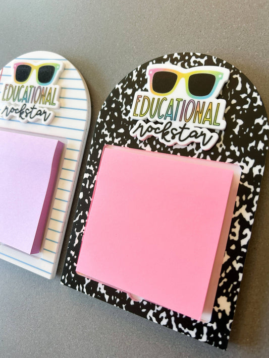 “Educational Rockstar” 📓 Teacher sticky note Holder