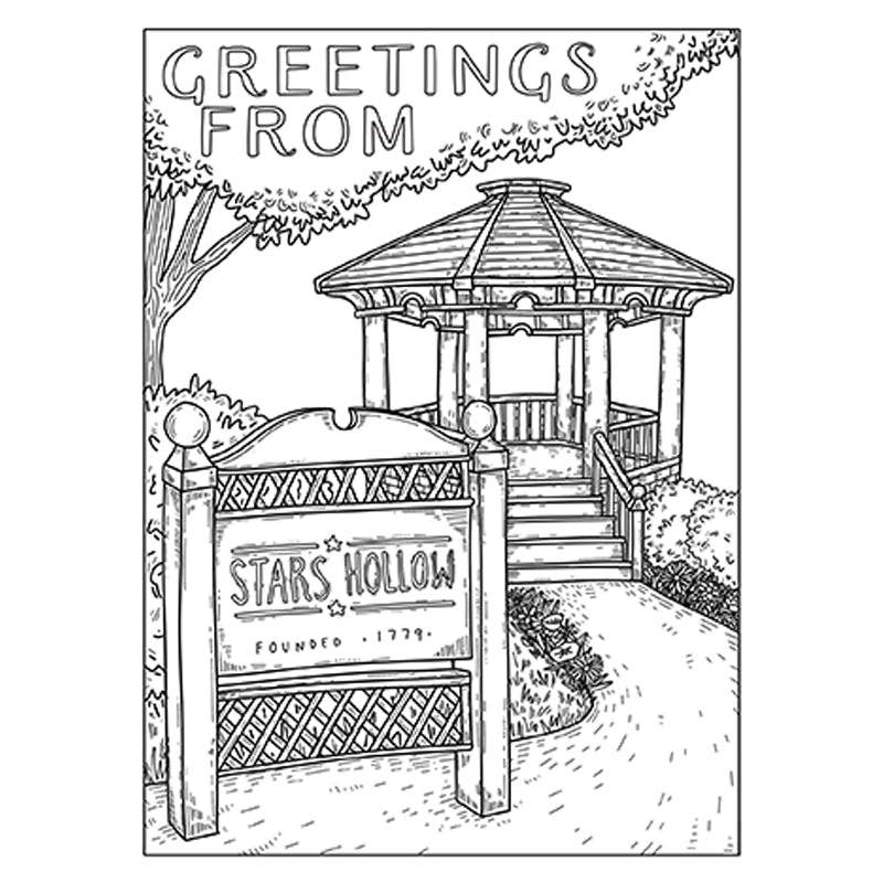 “Greetings from Stars Hollow” 💌 Gilmore Girls Postcard Coloring Book